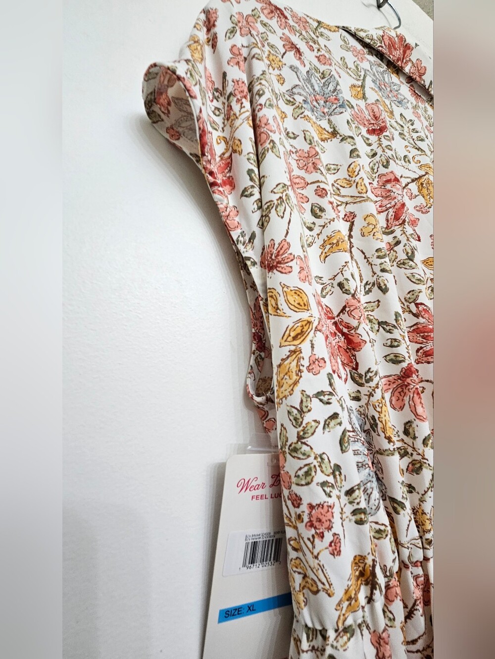 Lucky Brand Floral Tie-Waist Shirt Dress in Cream and Pink - Picture 7 of 12